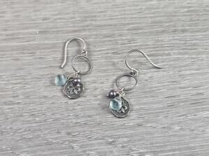 SILPADA Charmed I'm Sure Dainty Sterling Silver Blue Glass Pearl Earrings W2370